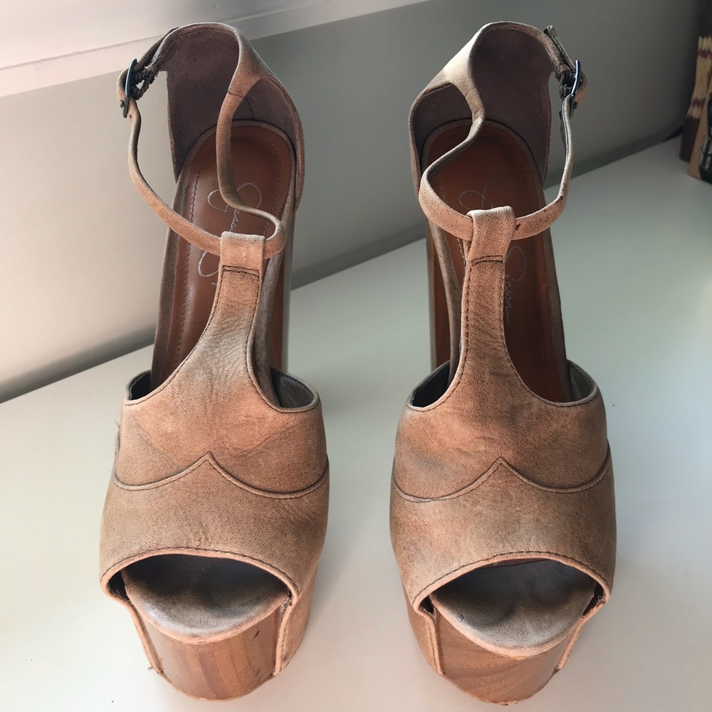 Jessica Simpson wooden block heels
